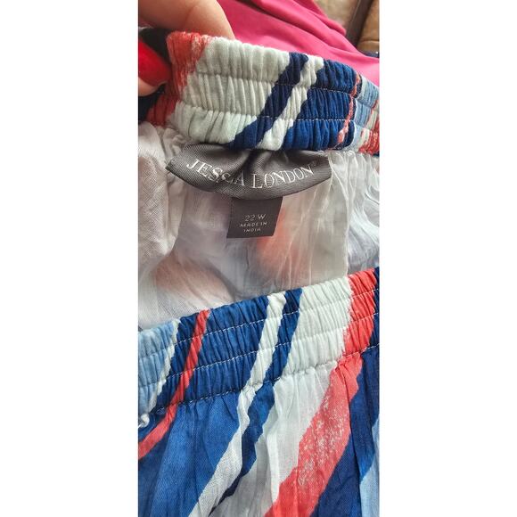 Jessica London Women's Patriotic RED White Blue Flowy Striped Maxi Skirt Sz 22W - Picture 3 of 3